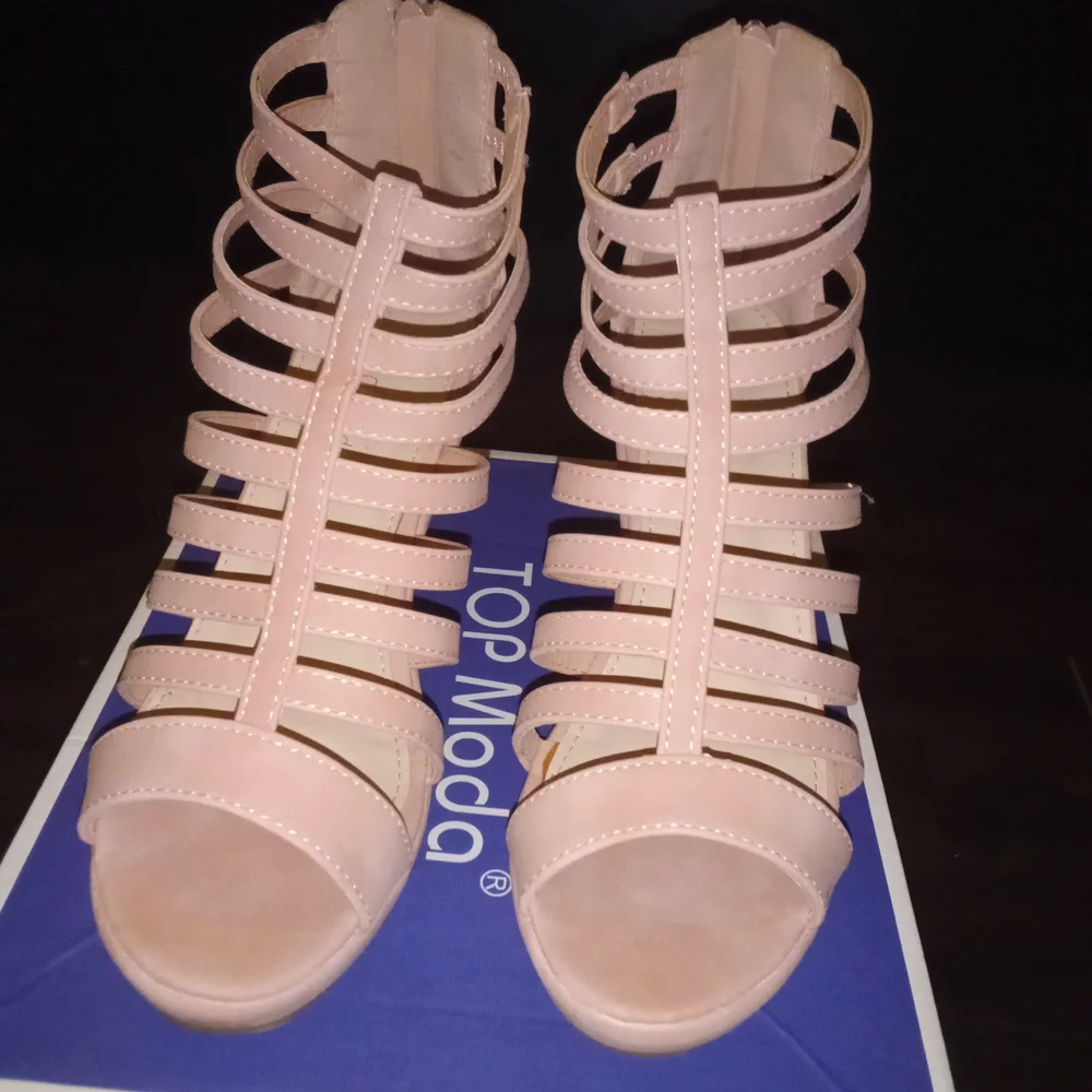TOP Moda Women's Blush Strappy Wedge Heel Sandals - Picture 1 of 4